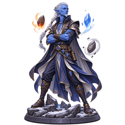 Figurine d'un héros Frostfire entouré de feu et de givre