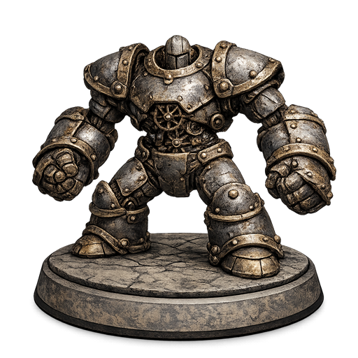 Figurine d'un golem mécanique massif